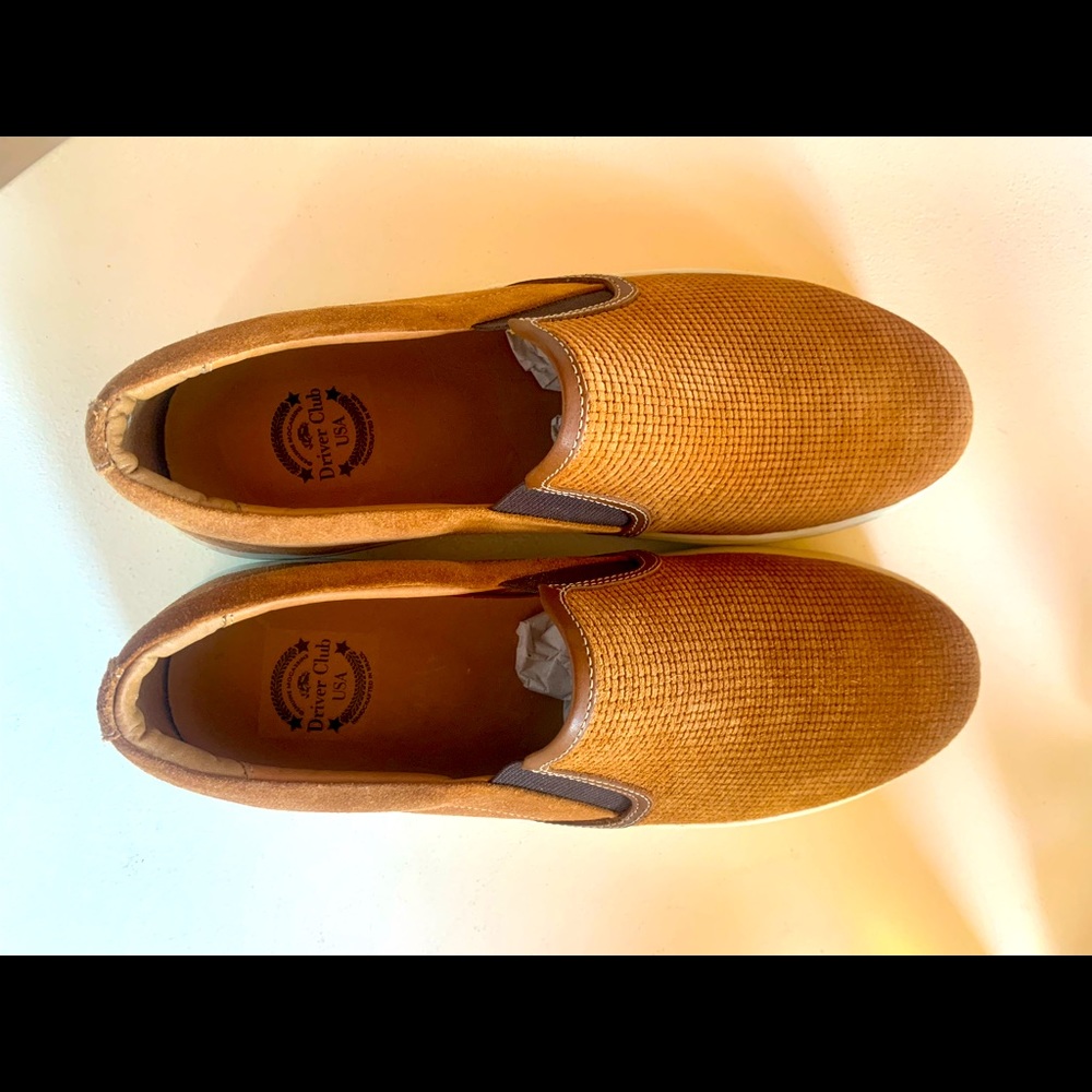 DRIVER CLUB USA MENS LEATHER MAUI SLIP-ON SNEAKER TAN SUEDE SIZE: 11